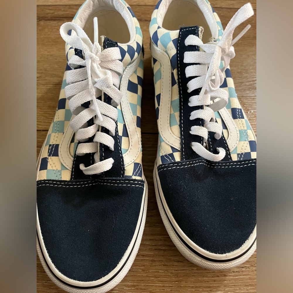 Vans Blue Suede and canvas checkerboard